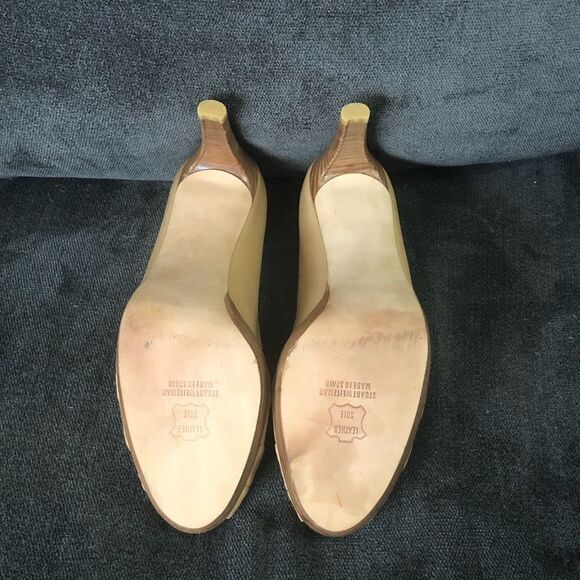 Stuart Weitzman Size 11 Nude Leather Platform Peek-a-Boo Shoes - Picture 5 of 5